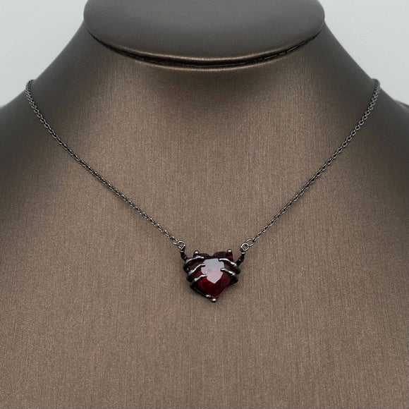 Gothic Heart Skeleton Hands Necklace