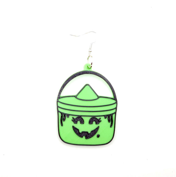 Witch Halloween Bucket Earrings
