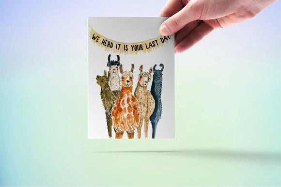 Llamas Herd Goodbye Card