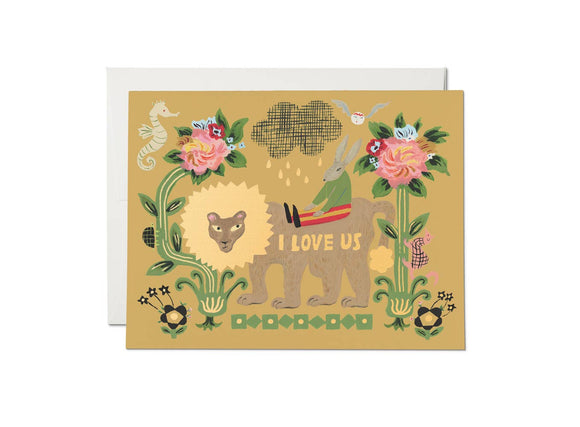 Lion and Rabbit Love Card