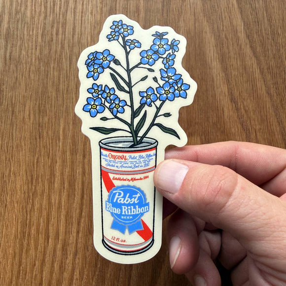 Forget Me Not Beer Can Sticker