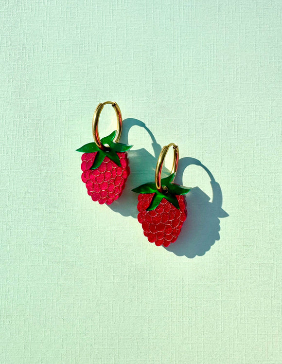 Raspberries Huggie Earrings