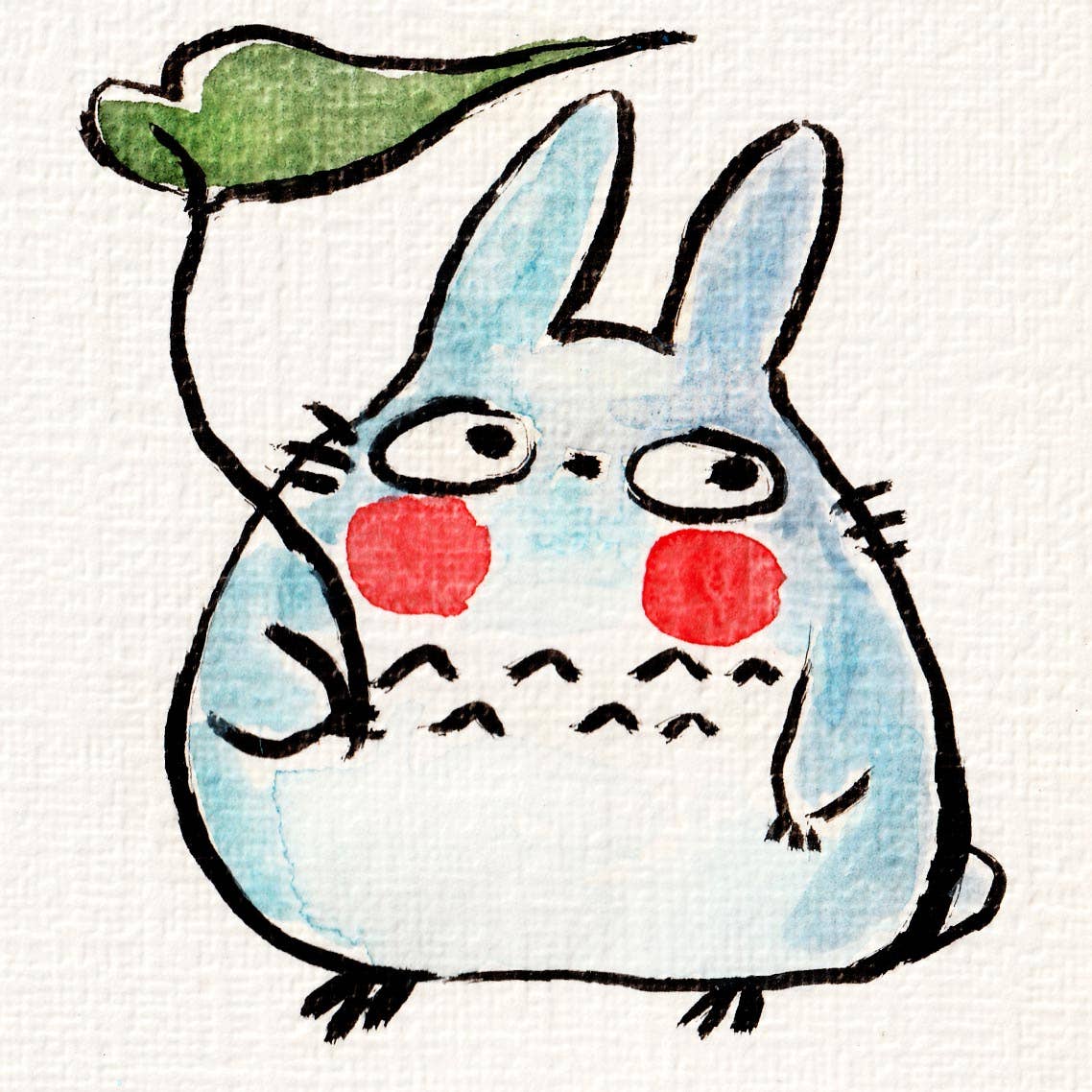 Lil' Blue Totoro Mini Print - 0