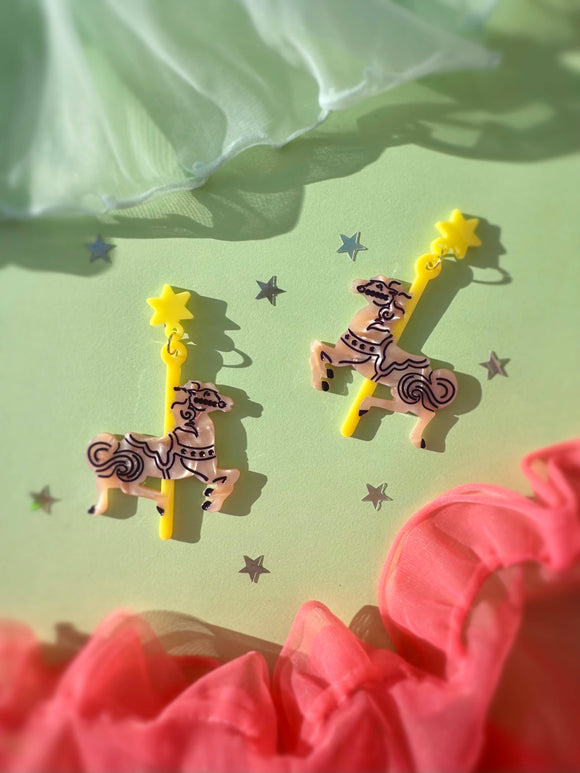 Carousel Horse Pink Pony Earrings