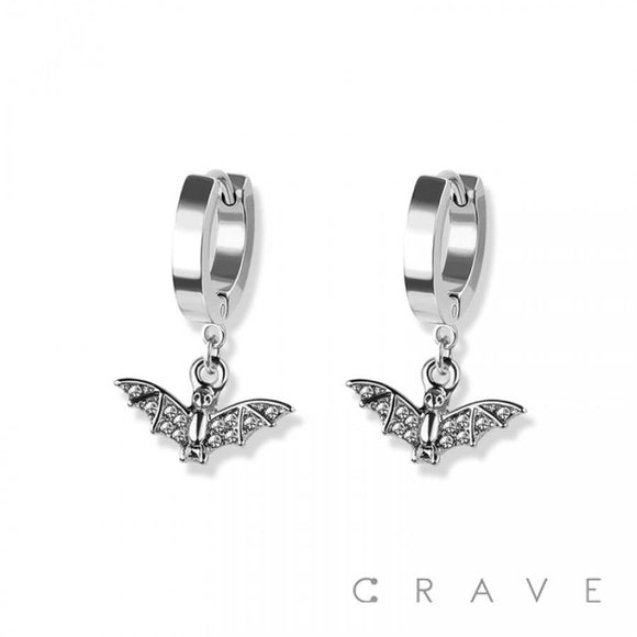Bat Dangle Huggie Earrings