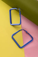 Green Square Hoop Earrings-4