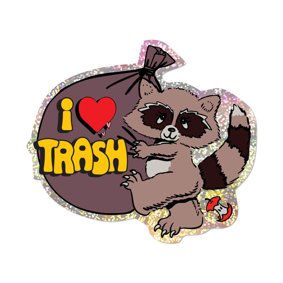 I Love Trash Raccoon Sticker