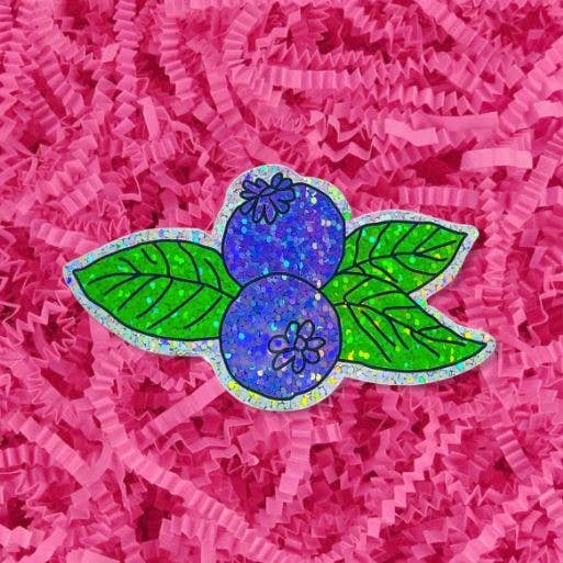 Blueberries Glitter Sticker