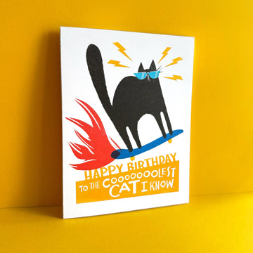 Cool Cat Risograph Birthday Card - 0