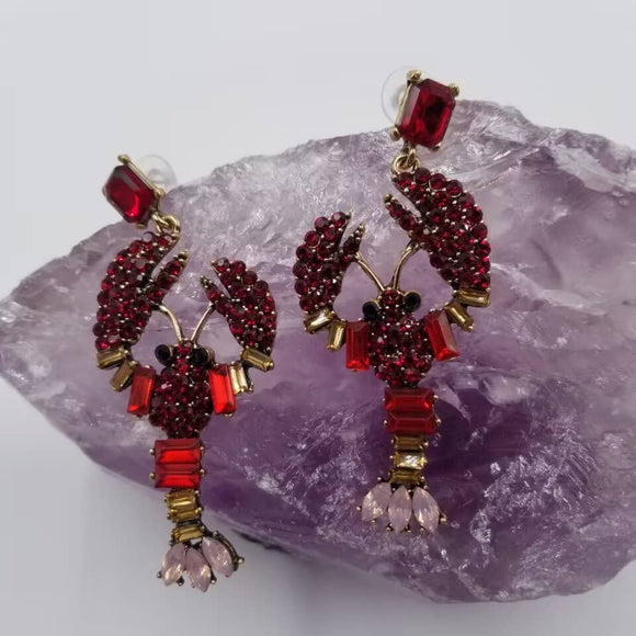 Glitter Crystal Lobster Earrings