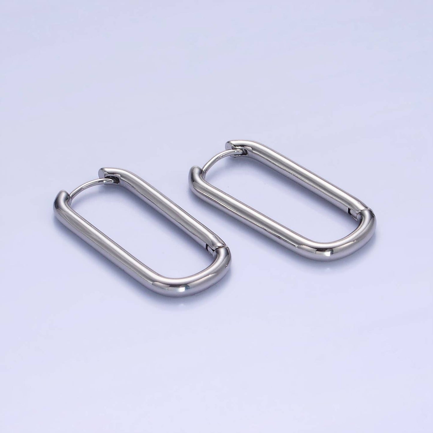 Oblong Rectangle Huggie Earrings