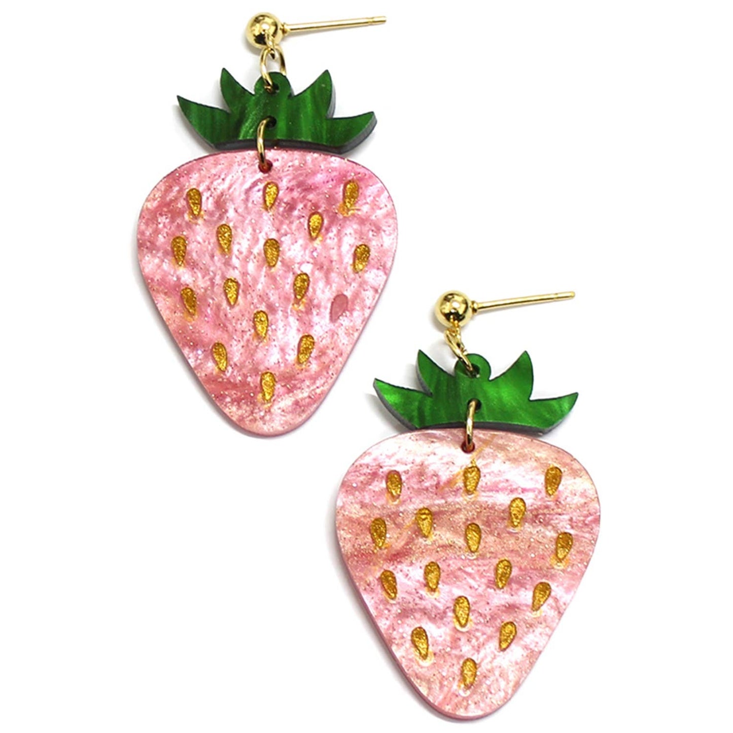 Strawberry Pink Marbled Earrings