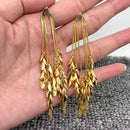 18K Gold Plated Metal Leaves Firnge Post Earrings-2