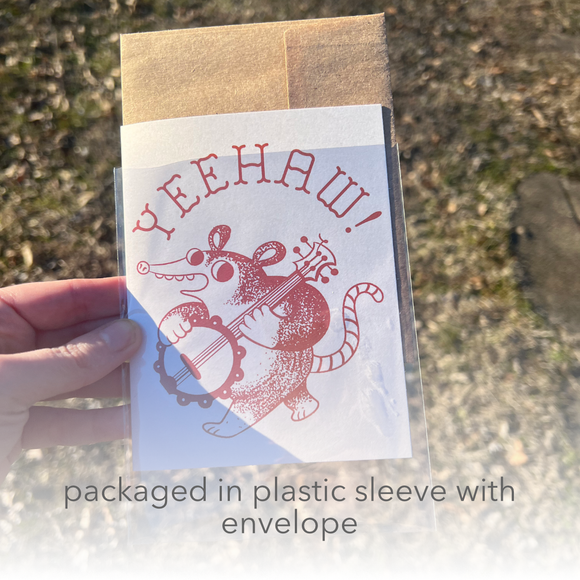 Yeehaw Banjo Possum Card