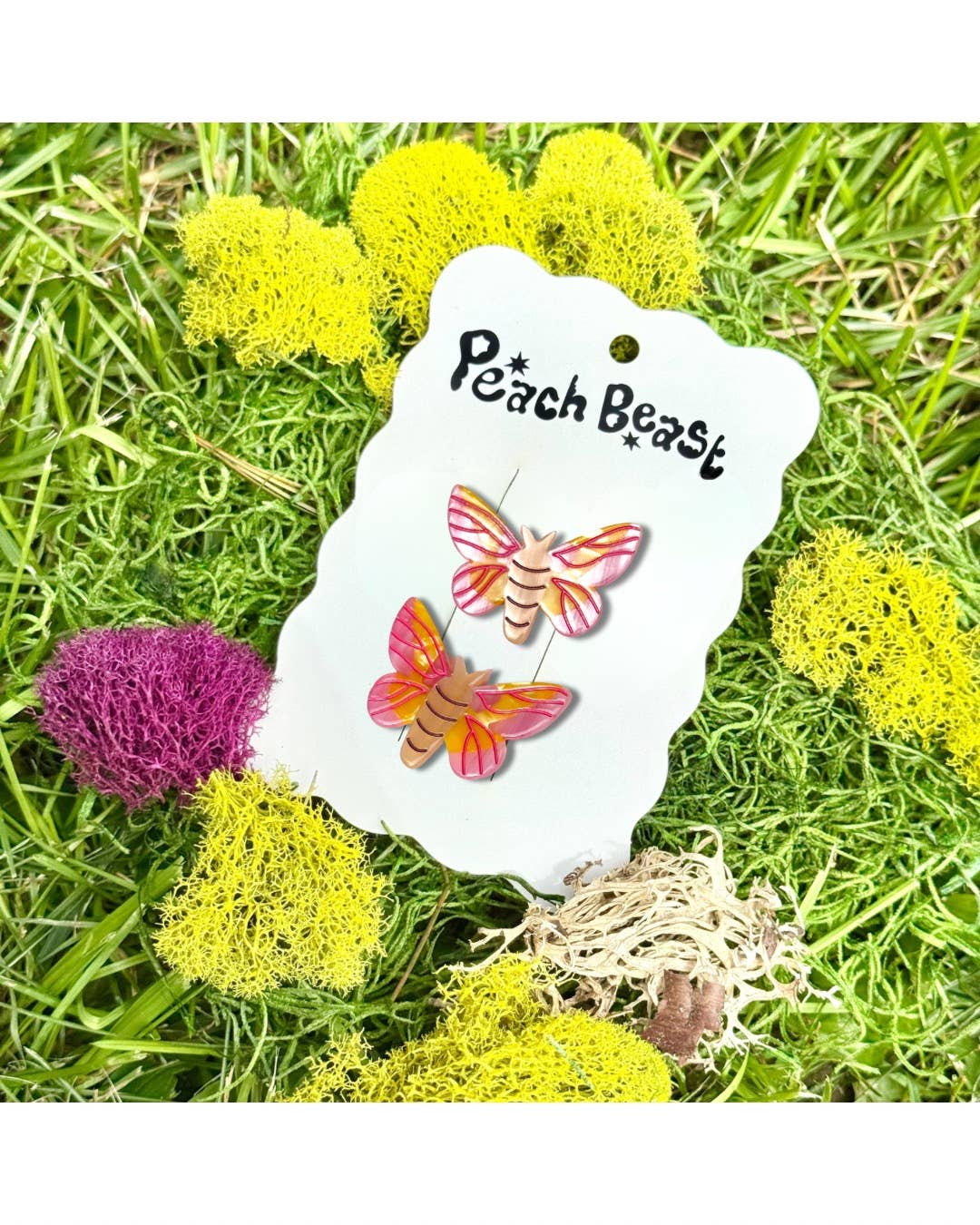 Rosy Maple Moth Hair Clip Set