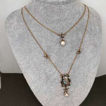 Beetle Double Chain Necklace