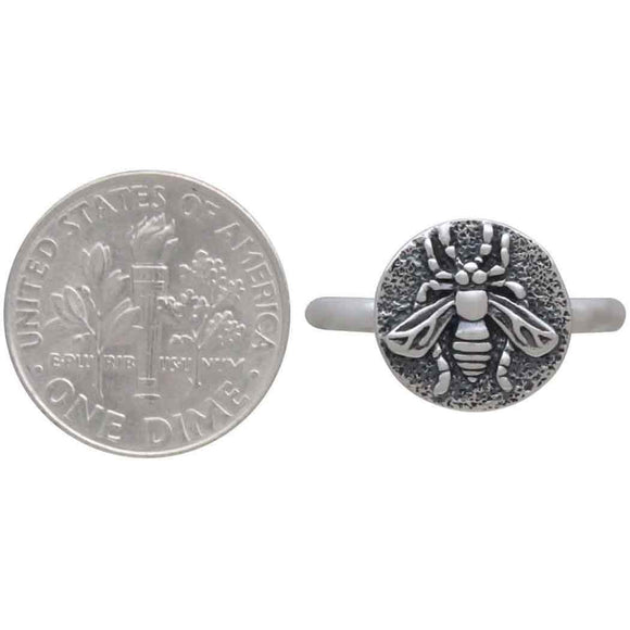 Bee Coin Sterling Silver Ring