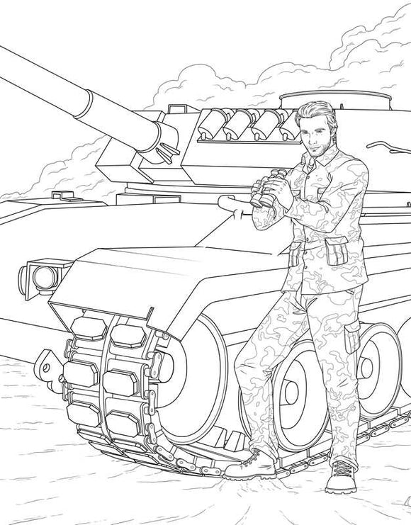 Men in Uniform Adult Coloring Book