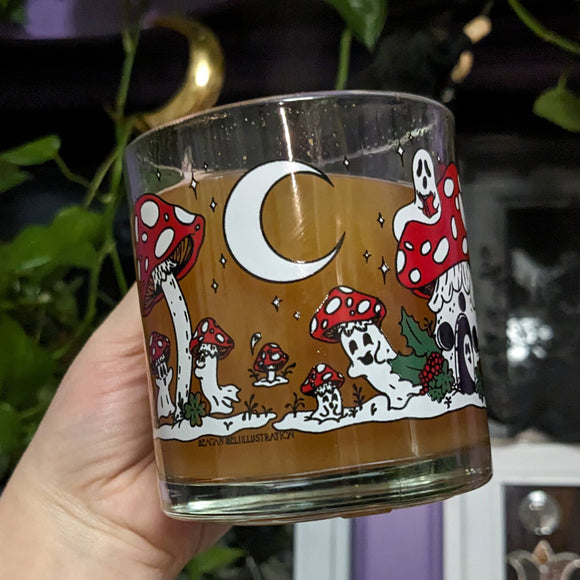 Ghost Mushrooms in the Snow Glass Mug