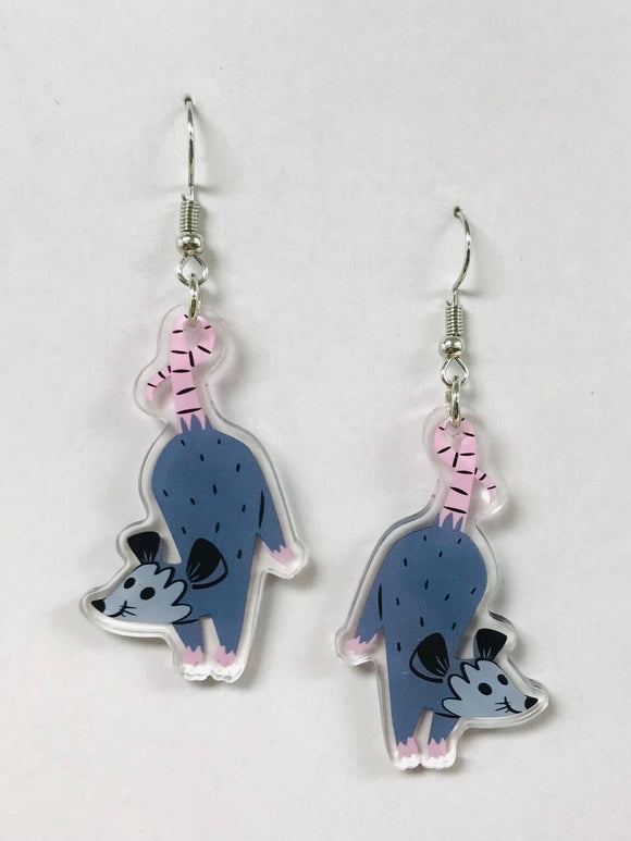 Opossum Dangle Earrings