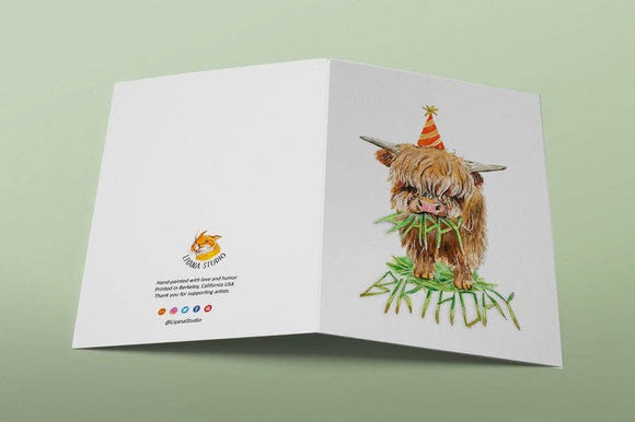 Highland Cow Birthday Card