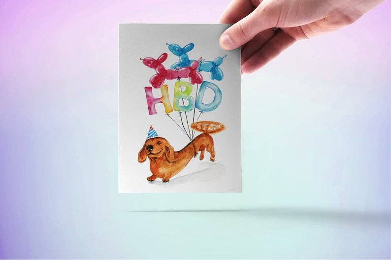 HBD Wiener Dog Birthday Card