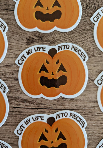 Cut My Life Pumpkin Sticker