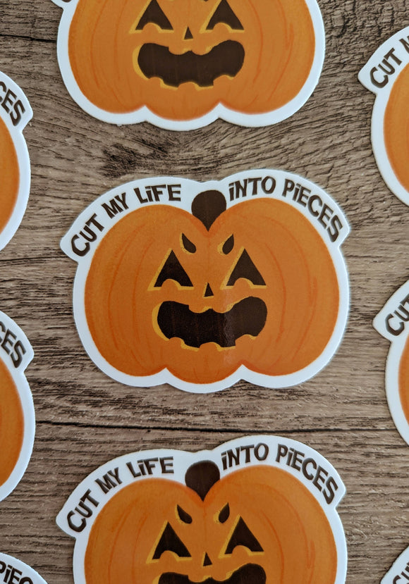 Cut My Life Pumpkin Sticker