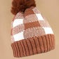 Checker Pom Pom Beanie Hat