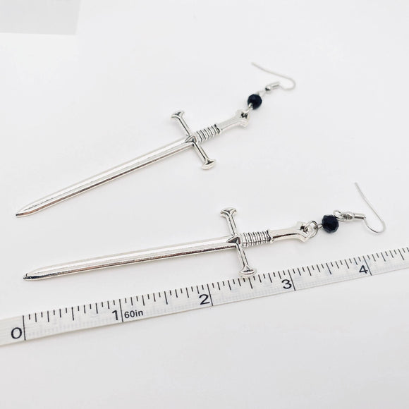 Sword Long Dangle Earrings