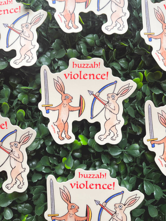 Huzzah! Violence! Medieval Rabbits Sticker