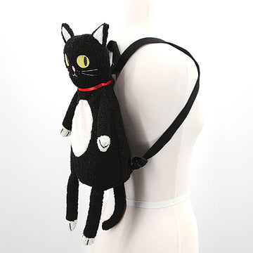 Furry Black Cat Backpack - 0