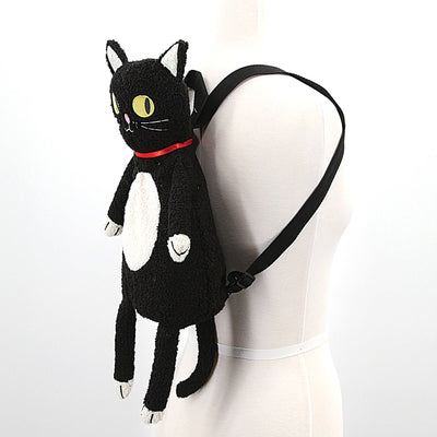Furry Black Cat Backpack - 0