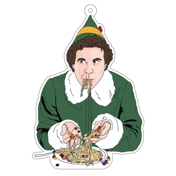 Elf Spaghetti Breakfast Ornament
