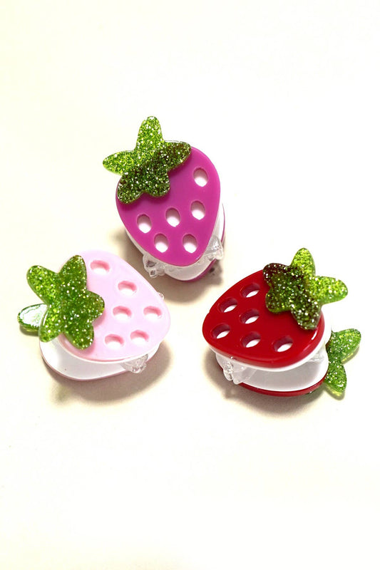 Mini Strawberry Glitter Hair Clips