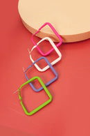 Green Square Hoop Earrings-8
