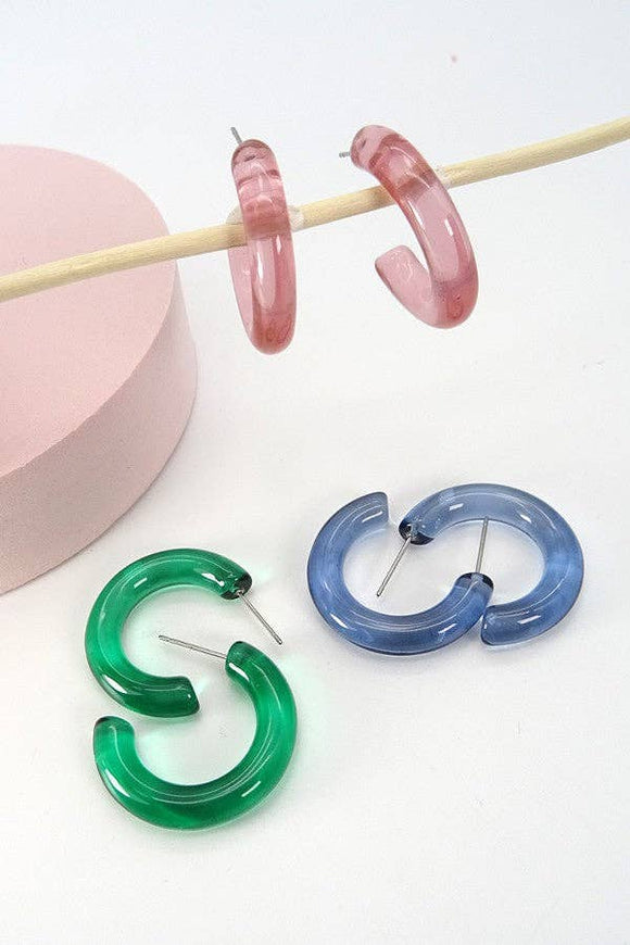 Glossy Bright Hoop Earrings