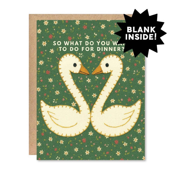 Kissing Swans Dinner Card