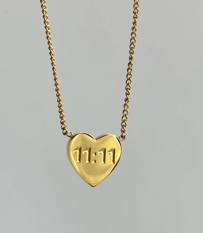 11:11 Heart Angel Number 14K Plated Necklace