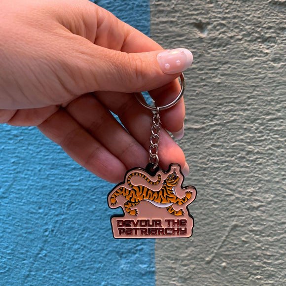 Feminist Devour the Patriarchy Tiger Keychain