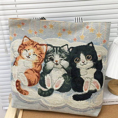 Cute Cat Canvas Tote Bag - 0