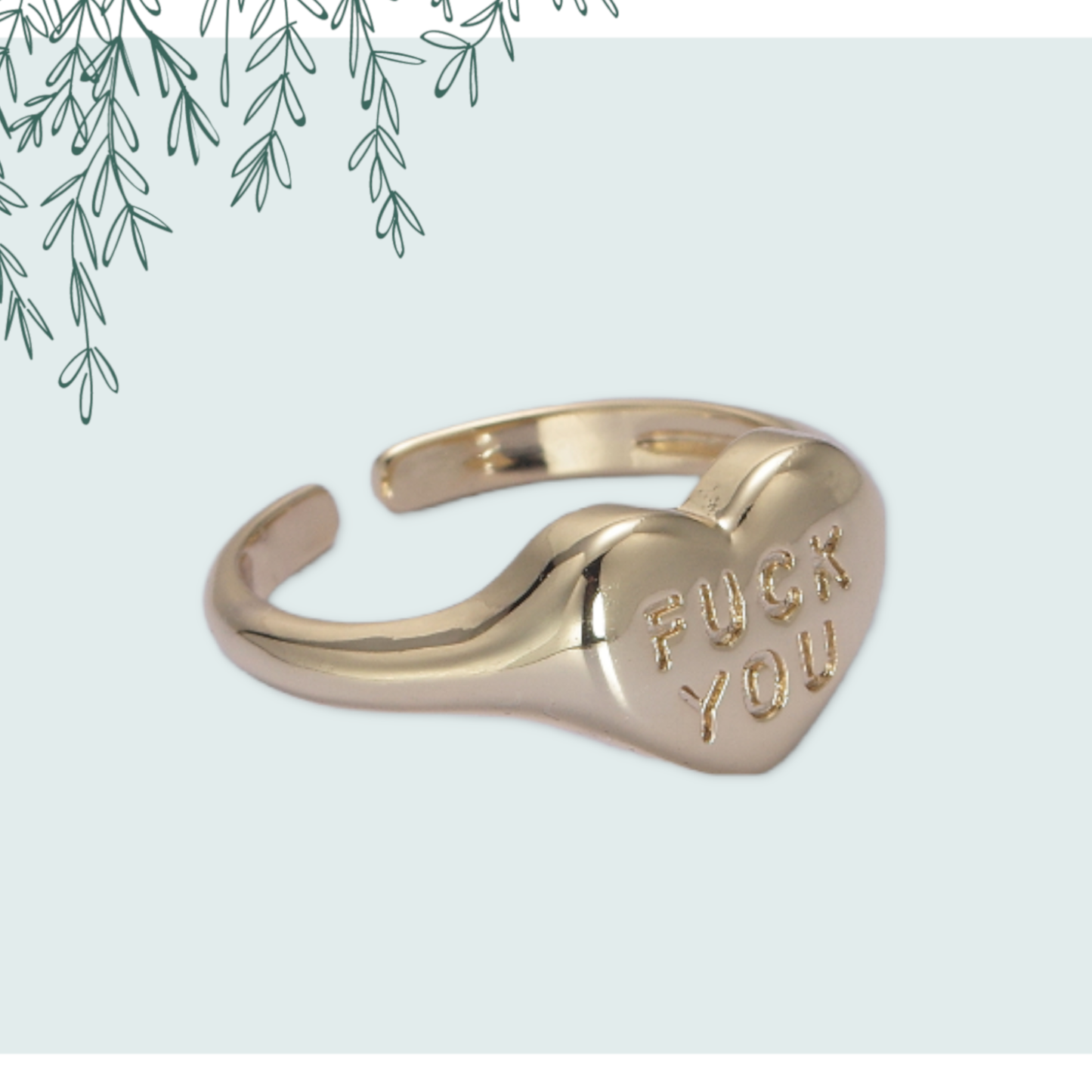 Dainty Heart FU Signet Ring