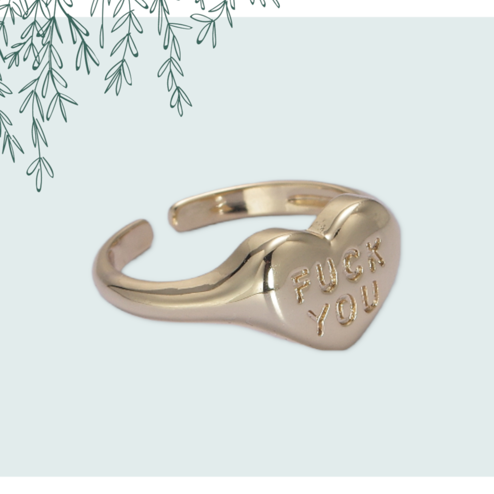 Dainty Heart FU Signet Ring - 0