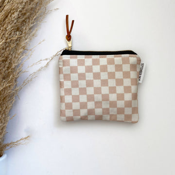 Blush Checkers Square Pouch