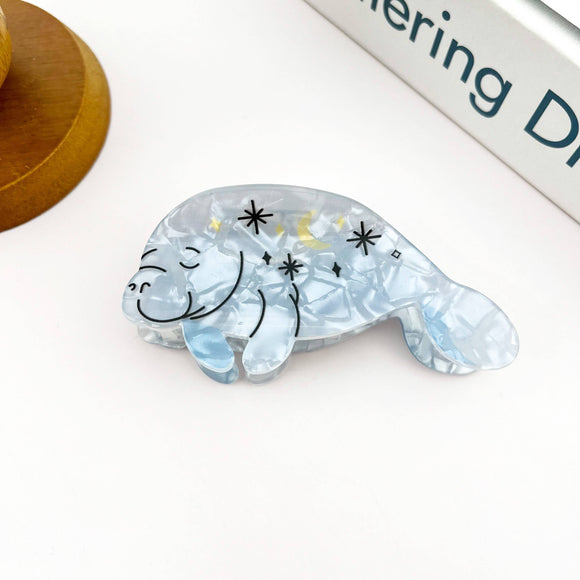 Sleepy Manatee Hair Claw Clip