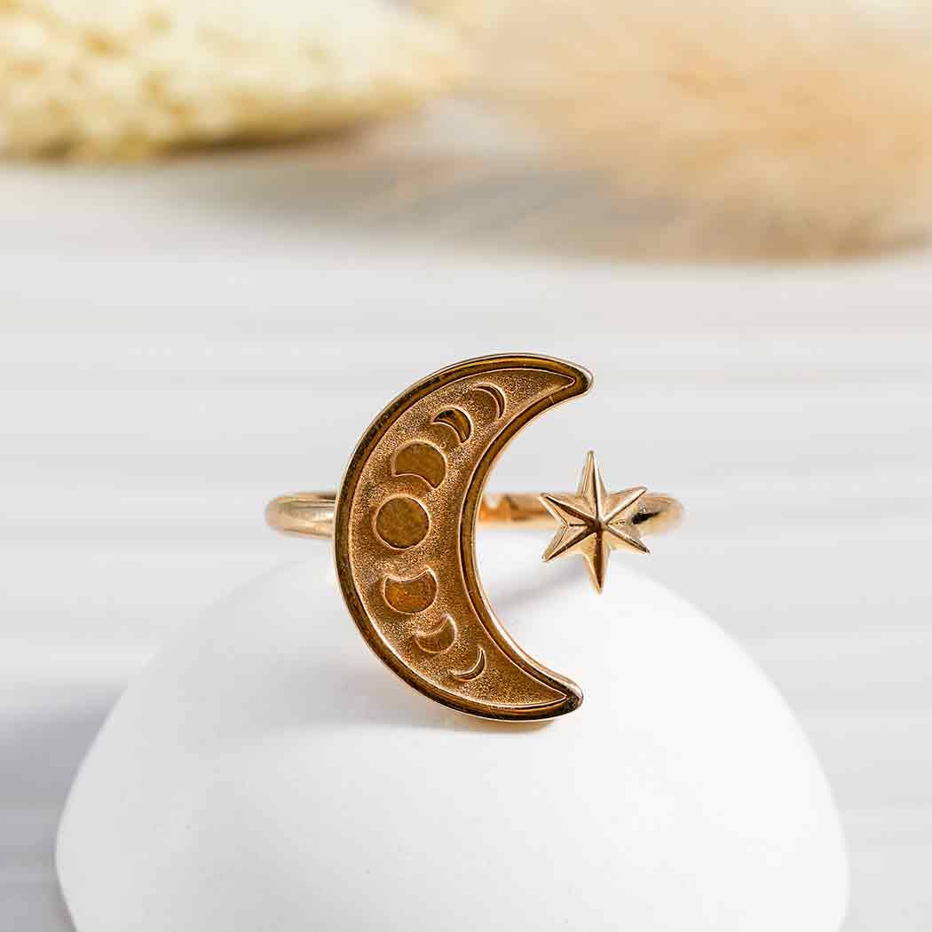 Moon Phase Bronze Adjustable Ring