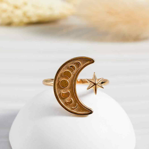 Moon Phase Bronze Adjustable Ring