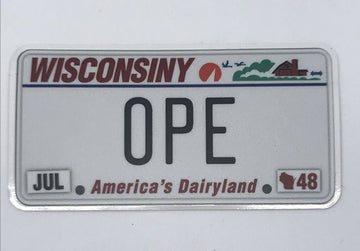 Wisconsin License Plate OPE Sticker
