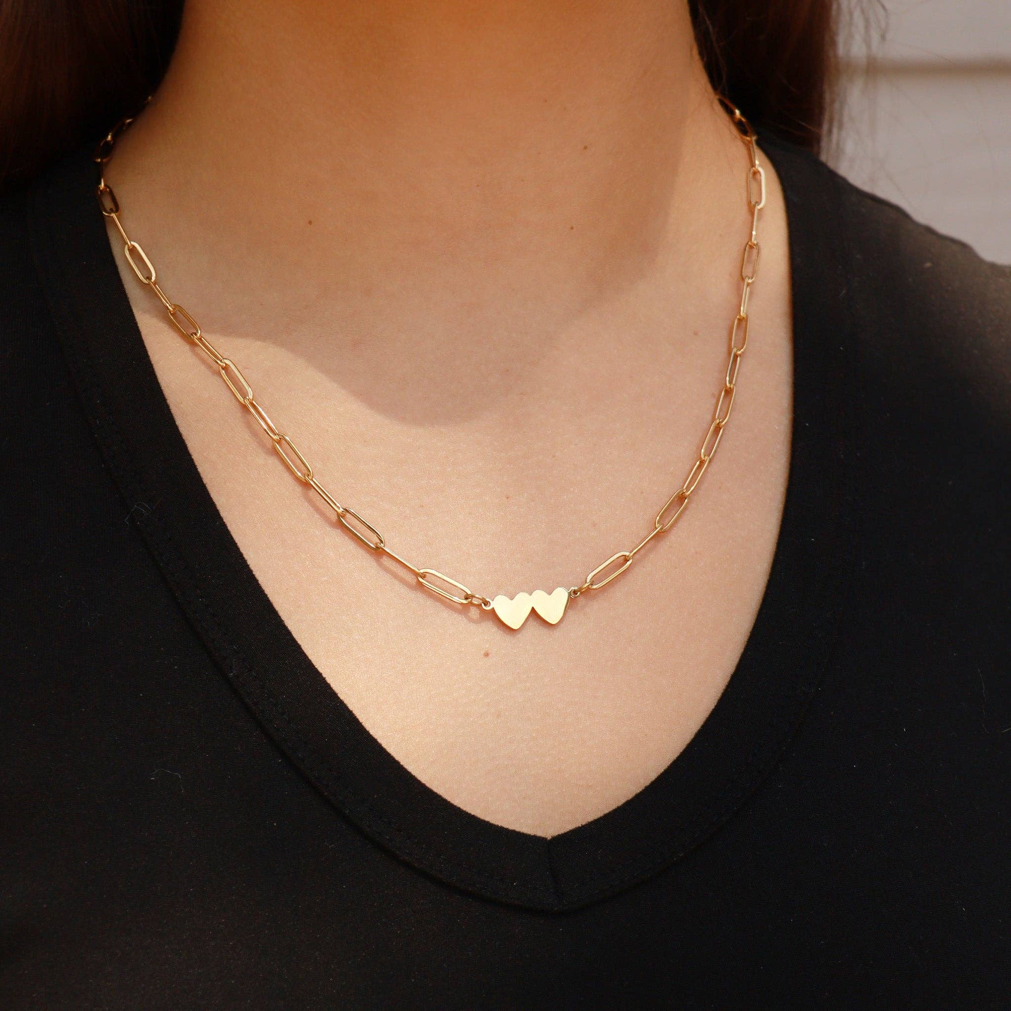 2 Heart Paperclip Necklace