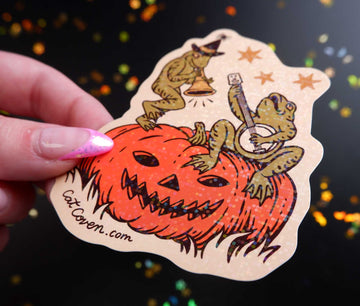 Halloween Frogs Glitter Sticker - 0